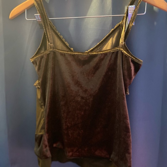 Olive green velvet and lace Cami tank top - Picture 5 of 5
